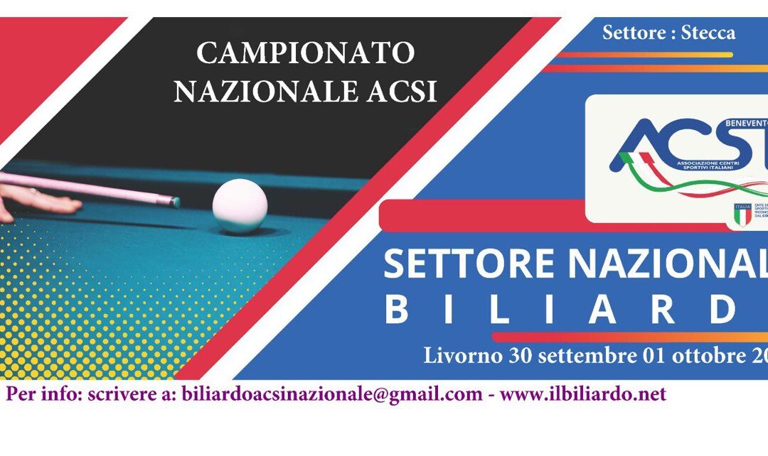Livorno, al via il Campionato Nazionale di Biliardo ACSI